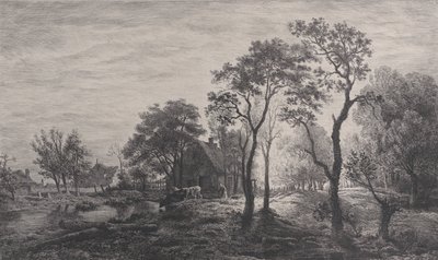 Landskab, efter en skitse af Eglon van der Neer, 1862. af Charles Emile Jacque
