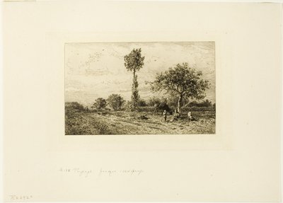 Landskab med buet vej af Charles Emile Jacque