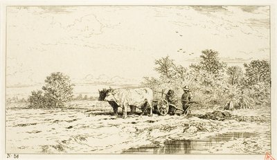 Landskab med landarbejdere af Charles Emile Jacque