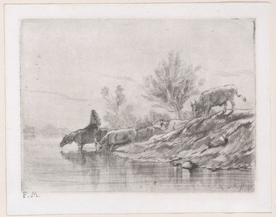 Landskab med kvæg, 1848. af Charles Emile Jacque