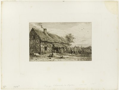 Landskab med Bondebolig af Charles Emile Jacque