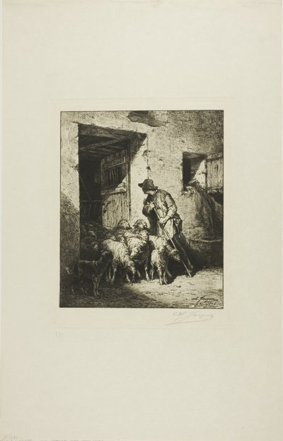 Lader fårene ud af Charles Emile Jacque