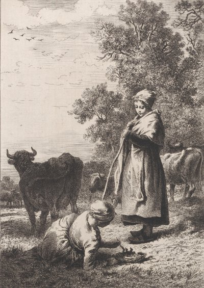 Små mælkepiger, 1864. af Charles Emile Jacque