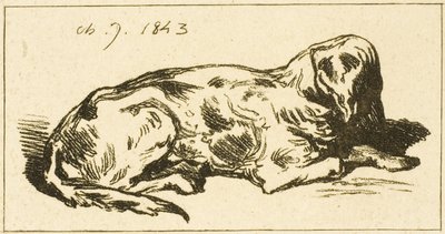 Liggende hund af Charles Emile Jacque