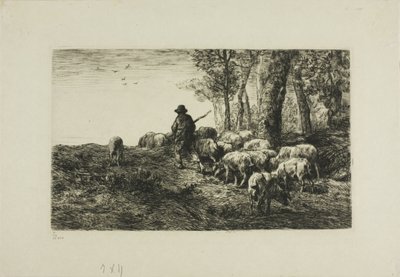 Mand med svineflokke af Charles Emile Jacque