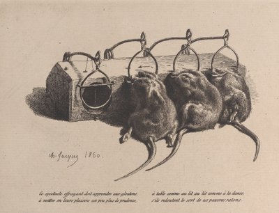 Musefælde, 1860. af Charles Emile Jacque