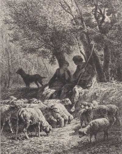 Pastoral scene, 1864. af Charles Emile Jacque