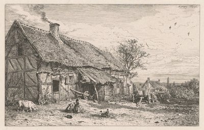 Bondehus af Charles Emile Jacque