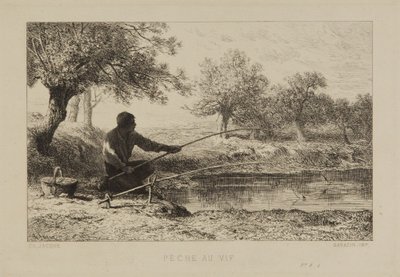 Fiskeri med levende agn af Charles Emile Jacque