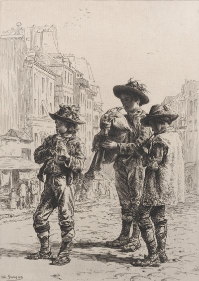 Pifferaris, 1864. af Charles Emile Jacque