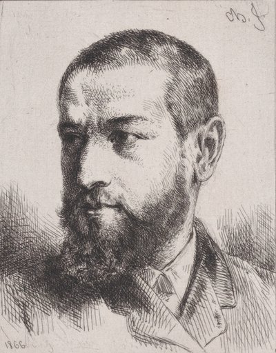 Portræt af J.J. Guiffrey, 1866. af Charles Emile Jacque