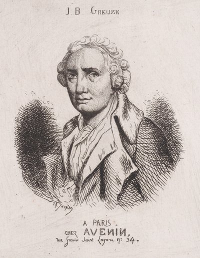 Portræt af J.B. Greuze, 1800-tallet. af Charles Emile Jacque