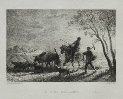 Vender tilbage fra markerne. af Charles Emile Jacque