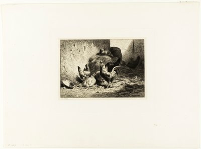 Hane og høns af Charles Emile Jacque
