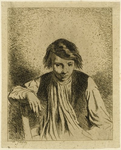 Siddende dreng af Charles Emile Jacque