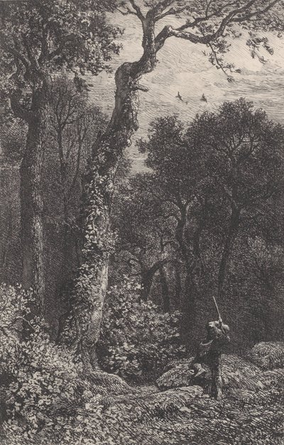 At skyde en skovsneppe, 1864. af Charles Emile Jacque