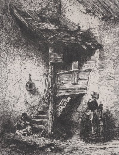 Trapper og kvindekværnende, 1845. af Charles Emile Jacque
