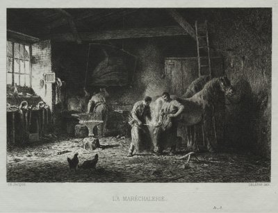 Smedebutikken af Charles Emile Jacque