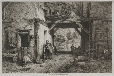 Gårdgården. af Charles Emile Jacque