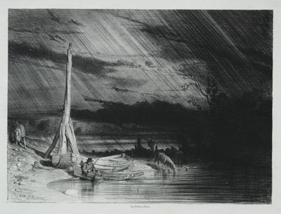Fiskeren, regnvejr, 1847. af Charles Emile Jacque