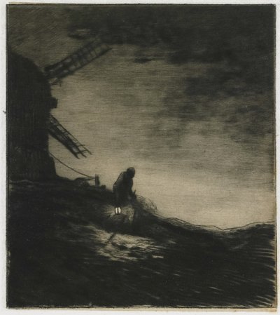 The Mill, 1848 (rypoint med roulette og pladetone på chine collé) af Charles Emile Jacque
