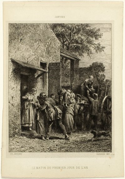 Årets første dag om morgenen af Charles Emile Jacque