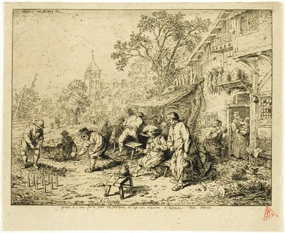 Ninepin-spillerne af Charles Emile Jacque