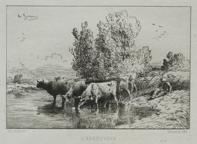 Vandingsstedet. af Charles Emile Jacque