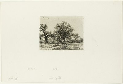 Træer og køer nær en dam af Charles Emile Jacque