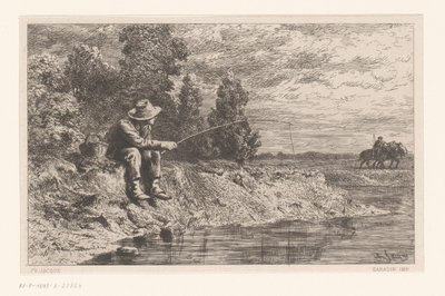 Fisker på vandet Peche au gardon af Charles Emile Jacque