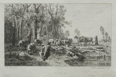 Vinter, 1864. af Charles Emile Jacque