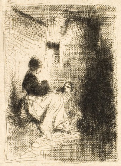 Kvinde og hendes børn af Charles Emile Jacque