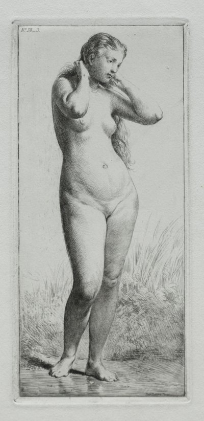 Ung kvinde bader af Charles Emile Jacque