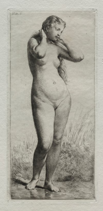 Ung kvinde bader. af Charles Emile Jacque