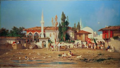 Arabere, der marcherer ud af byen af Charles Émile de Tournemine