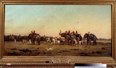 indisk jagt. Maleri af Charles de Tournemine (1812-1872) af Charles Émile de Tournemine