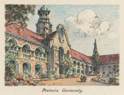 Sydafrika: Pretoria Universitet (farvelitografi) af Charles Ernest Peers