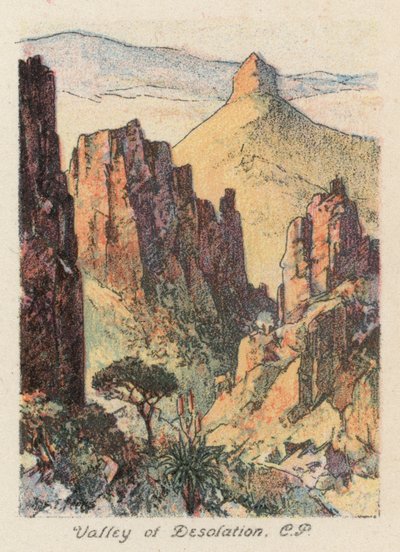 Sydafrika: Valley of Desolation, CP (farvelitografi) af Charles Ernest Peers