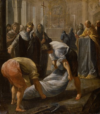 Abbed Sugers (1081-1151) tilklædning i St. Denis-basilikaen i Paris, i nærværelse af kong Ludvig VII (1120-80) af Frankrig, i 1152 af Charles Errard
