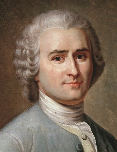 Portræt af Jean-Jacques Rousseau, schweizisk filosof, detalje (pastel af Charles Escot