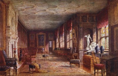 Knole House: Tegneseriegalleri (farvelitografi) af Charles Essenhigh Corke