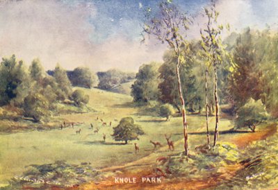Knole House: Gland in the Park (farvelitografi) af Charles Essenhigh Corke