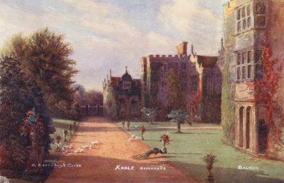 Knole House: Sydfronten, mod vest (farvelitografi) af Charles Essenhigh Corke