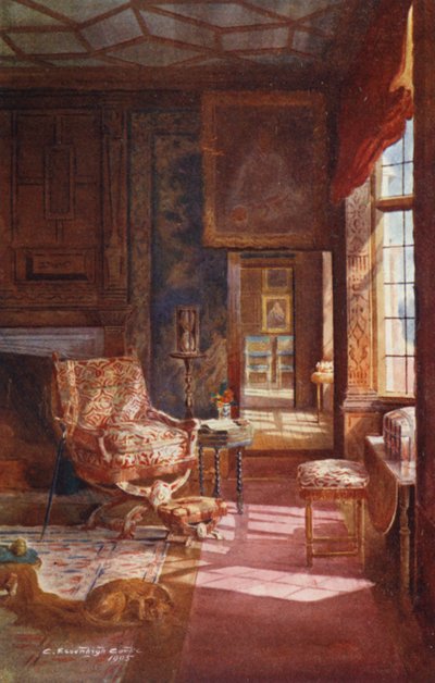 Knole House: Spangled Bedroom, Doorway (farvelitografi) af Charles Essenhigh Corke