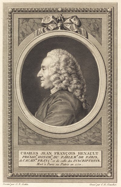Charles Jean Francois Henault af Charles Etienne Gaucher after Charles Nicolas Cochin II