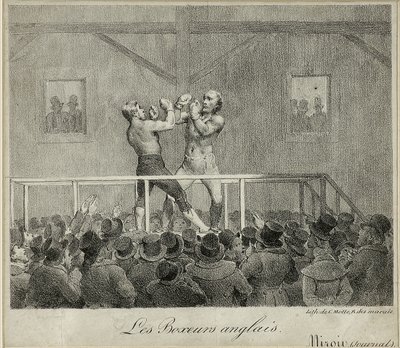 Engelske boksere (litho) af Charles Etienne Pierre Motte