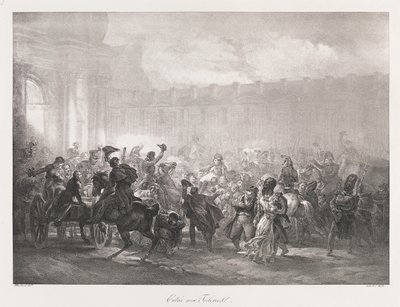 Entry of the Tuileries, begyndelsen af det 19. århundrede (litho) af Charles Etienne Pierre Motte