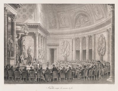 Napoleon accepterer jernkorset, tidligt 19 århundrede af Charles Etienne Pierre Motte