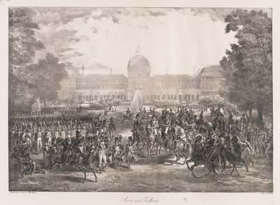 Gennemgang af Tuilerierne, begyndelsen af det 19. århundrede (litho) af Charles Etienne Pierre Motte