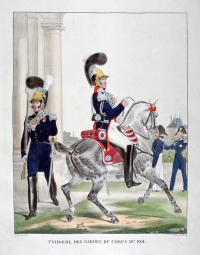 Uniformer af vagter fra det franske kongekorps, 1823. af Charles Etienne Pierre Motte